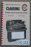 Clausing-Clausing Colchester C 13\" Lathe Operation, Parts Manual-13-13\"-13\" x 24\"-13\" x 36\"-C-Colchester-01